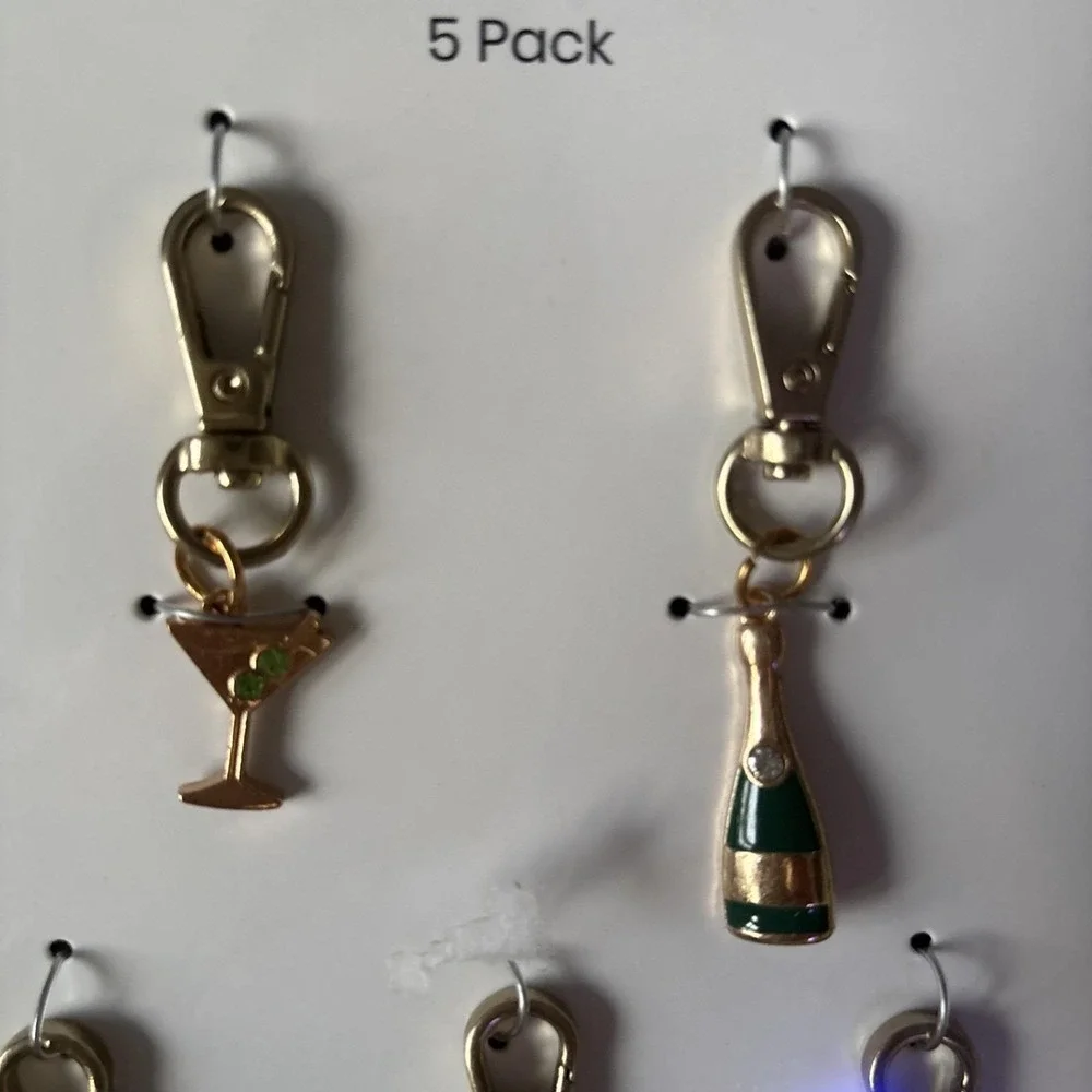5 Pack Metal Drinks Phone Charms For Wristlets CrossBodies Bookbags or Keychains